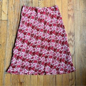 Y2k boho fairy pink floral hibiscus midi skirt